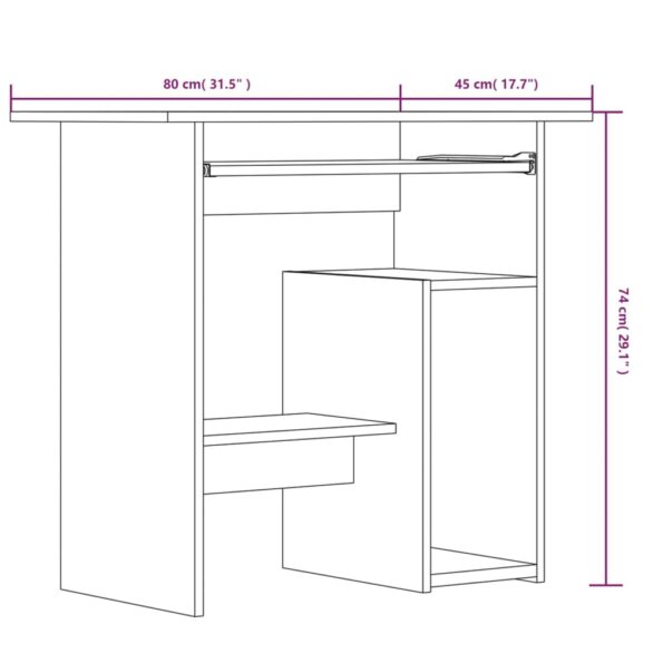 vidaXL Stôl dymový dub 80x45x74 cm spracované drevo – Obrázok 7