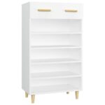 vidaXL Botník biely 60x35x105 cm spracované drevo – Obrázok 2