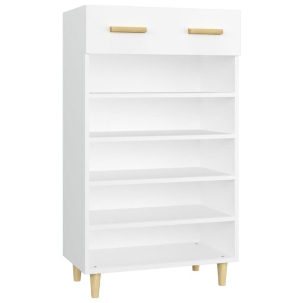 vidaXL Botník biely 60x35x105 cm spracované drevo – Obrázok 2