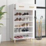 vidaXL Botník biely 60x35x105 cm spracované drevo – Obrázok 3