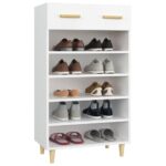 vidaXL Botník biely 60x35x105 cm spracované drevo – Obrázok 4
