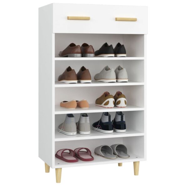 vidaXL Botník biely 60x35x105 cm spracované drevo – Obrázok 4