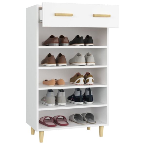 vidaXL Botník biely 60x35x105 cm spracované drevo – Obrázok 5