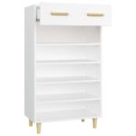 vidaXL Botník biely 60x35x105 cm spracované drevo – Obrázok 7