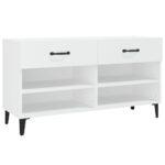vidaXL Botník biely 102x35x55 cm spracované drevo – Obrázok 2