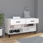 vidaXL Botník biely 102x35x55 cm spracované drevo – Obrázok 3
