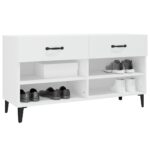 vidaXL Botník biely 102x35x55 cm spracované drevo – Obrázok 4