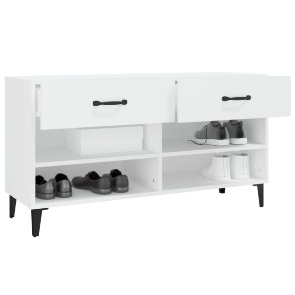 vidaXL Botník biely 102x35x55 cm spracované drevo – Obrázok 5