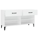 vidaXL Botník biely 102x35x55 cm spracované drevo – Obrázok 7