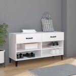 vidaXL Botník biely 102x35x55 cm spracované drevo