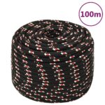 vidaXL Lodné lano čierne 12 mm 100 m polypropylén