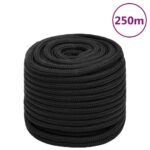 vidaXL Lodné lano čierne 16 mm 250 m polypropylén