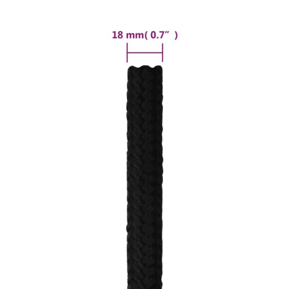 vidaXL Pracovné lano čierne 18 mm 50 m polyester – Obrázok 6
