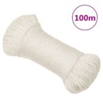 vidaXL Pracovné lano biele 6 mm 100 m polypropylén