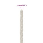 vidaXL Pracovné lano biele 6 mm 100 m polypropylén – Obrázok 6