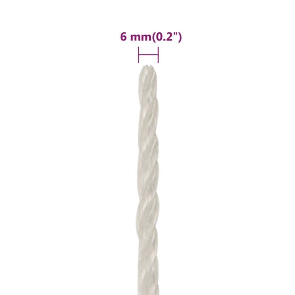 vidaXL Pracovné lano biele 6 mm 100 m polypropylén – Obrázok 6