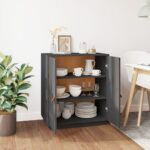 vidaXL Komoda, sivá 65,5x40x75 cm, borovicový masív – Obrázok 7