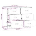 vidaXL Komoda sivá 100x40x75 cm borovicový masív – Obrázok 9
