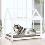 vidaXL Posteľ pre psa biela 111x80x100 cm borovicový masív – Obrázok 3