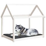 vidaXL Posteľ pre psa biela 111x80x100 cm borovicový masív – Obrázok 4