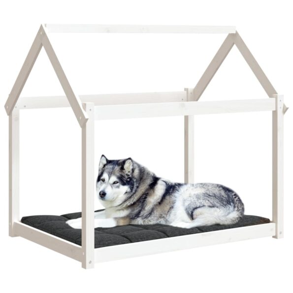 vidaXL Posteľ pre psa biela 111x80x100 cm borovicový masív – Obrázok 4