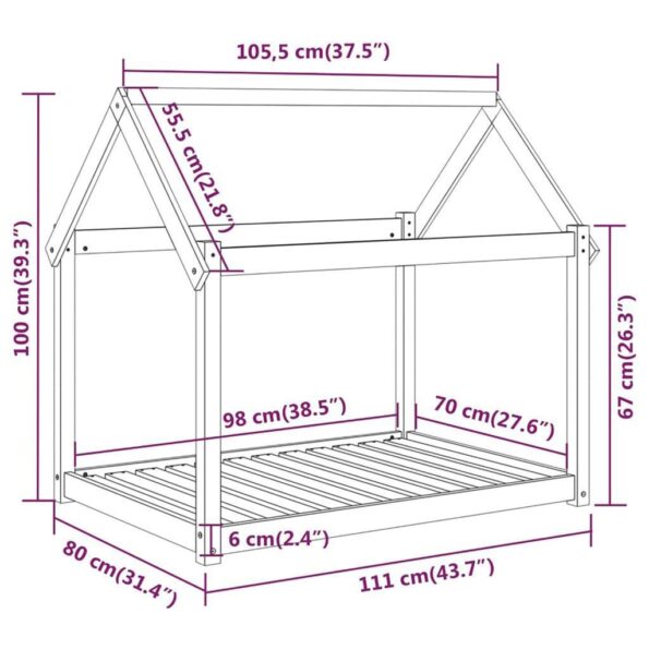 vidaXL Posteľ pre psa biela 111x80x100 cm borovicový masív – Obrázok 8