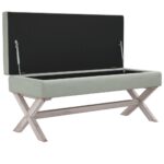 vidaXL Úložná taburetka bledosivá 110x45x49 cm zamat – Obrázok 4