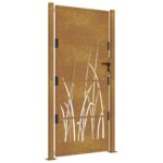 vidaXL Záhradná brána 100x175 cm, oceľ Corten, dizajn s trávou – Obrázok 2