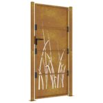 vidaXL Záhradná brána 100x175 cm, oceľ Corten, dizajn s trávou – Obrázok 5