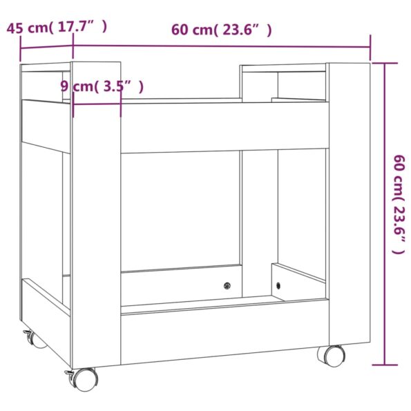 vidaXL Stolový vozík biely 60x45x60 cm Upravené drevo – Obrázok 8