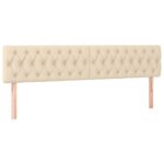 vidaXL Čelo postele s LED krémové 200x7x78/88 cm látka – Obrázok 4