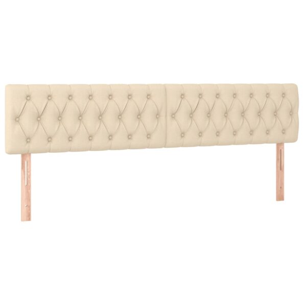 vidaXL Čelo postele s LED krémové 200x7x78/88 cm látka – Obrázok 4