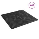 vidaXL Nástenné panely 48 ks, čierne 50x50 cm, XPS 12 m² ametyst – Obrázok 2