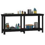 vidaXL Pracovná lavica čierna 180x50x80 cm masívna borovica – Obrázok 4