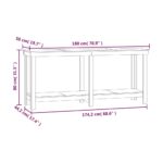 vidaXL Pracovná lavica čierna 180x50x80 cm masívna borovica – Obrázok 8