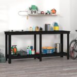 vidaXL Pracovná lavica čierna 180x50x80 cm masívna borovica