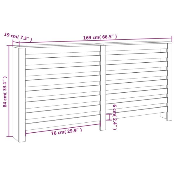 vidaXL Kryt na radiátor biely 169x19x84 cm masívna borovica – Obrázok 8