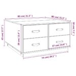 vidaXL Konferenčný stolík čierny 80x80x45 cm borovicový masív – Obrázok 10