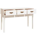 vidaXL Konzolový stolík biely 114x40x75 cm masívne borovicové drevo – Obrázok 4