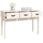 vidaXL Konzolový stolík biely 114x40x75 cm masívne borovicové drevo – Obrázok 7
