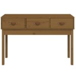 vidaXL Konzolový stolík medovohnedý 114x40x75 cm masívna borovica – Obrázok 3