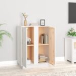 vidaXL Komoda biela 60x35x80 cm borovicový masív – Obrázok 3