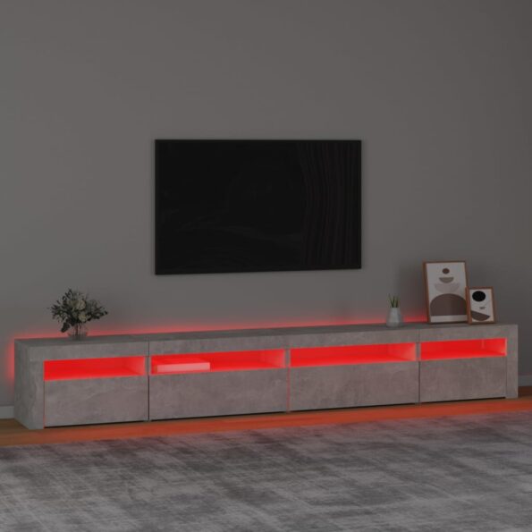 vidaXL TV skrinka s LED svetlami betónová sivá 270 x 35 x 40 cm – Obrázok 5