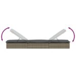 vidaXL Opaľovacie lehátko s vankúšom sivé 201x55x62 polyratan – Obrázok 7