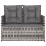 vidaXL Záhradná lavička s vankúšmi sivá 105 cm polyratan – Obrázok 4