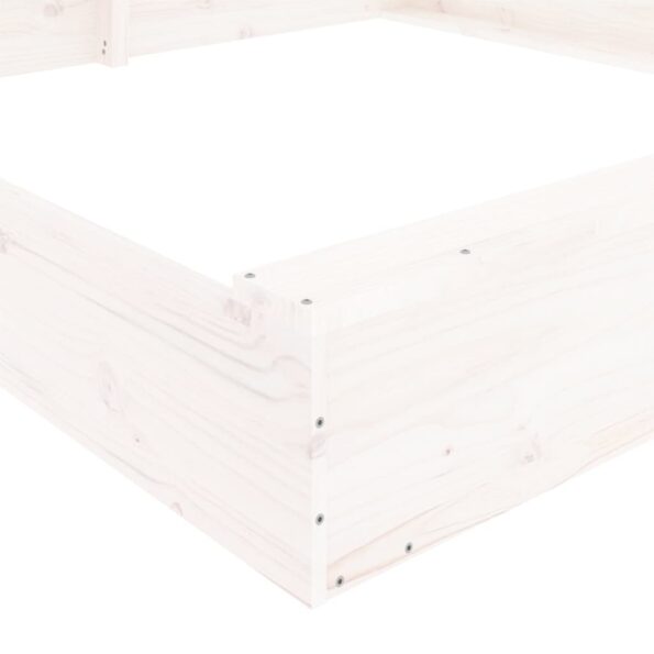 vidaXL Pieskovisko so sedadlami biele štvorec masívna borovica – Obrázok 7