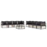 vidaXL 9-dielna záhradná sedacia sada s vankúšmi antracitová polyratan – Obrázok 2