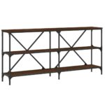 vidaXL Konzolový stolík hnedý dub 160x30x75cm kompozitné drevo železo – Obrázok 2