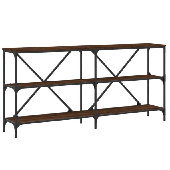 VXL8720845941512_a_en_hd_1.jpg vidaXL Konzolový stolík hnedý dub 160x30x75cm kompozitné drevo železo – Obrázok 2
