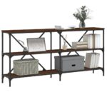 vidaXL Konzolový stolík hnedý dub 160x30x75cm kompozitné drevo železo – Obrázok 3